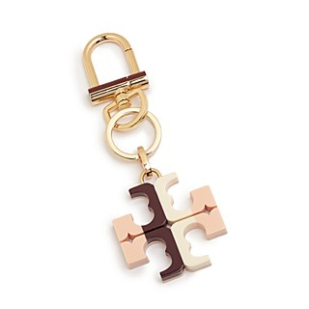 Tory Burch Striped Resin Logo Key Fob
